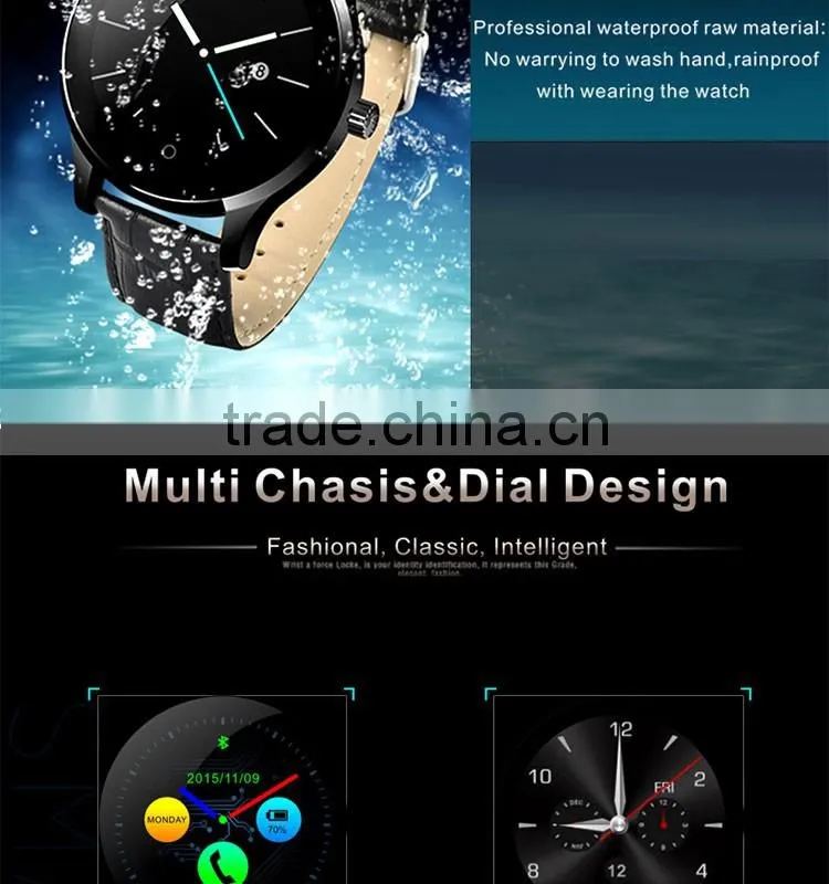 IP54 Waterproof 5D curved OGS screen bt 3.0 4.0 smartwatch with Nucleus OS