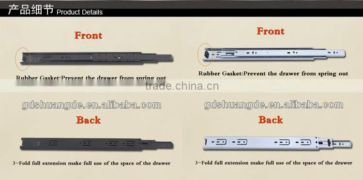 45mm 3 fold ball bearing undermount drawer slide