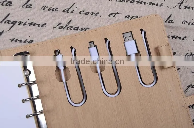 Multi-color leather diary with usb stick,ring binder notebook power bank