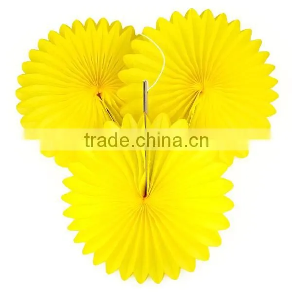 Fashional!!yellow tissue paper fan for party wedding decor