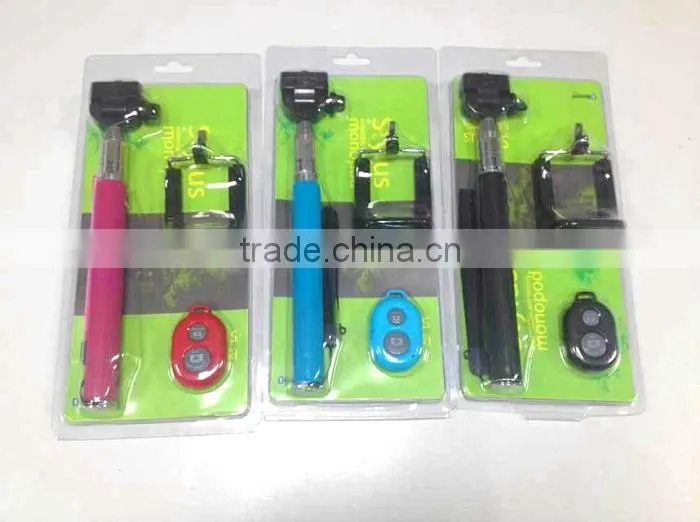 universal monopod kit with shutter, and clip , selfie stick kit z07
