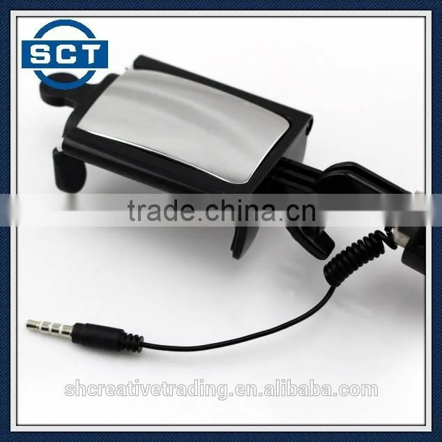 Extendable Wired Selfie Stick with Professional Phone Holder and Integrated Mirror for Cell Phones
