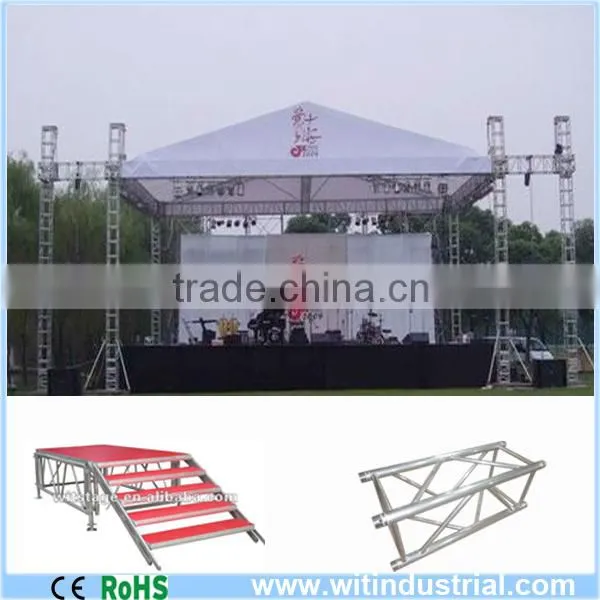 outdoor 6 pillars aluminum truss Roof and Stage with sond wings