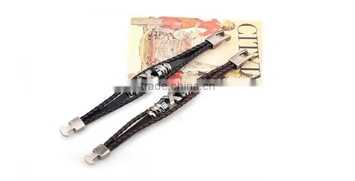 >>hot selling wholesale beaded DIY leather bracelet with X letter /