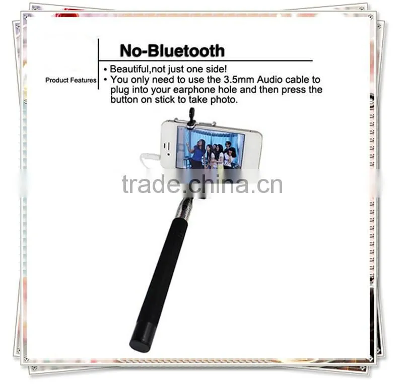 TMO-0201 factory price wired monopod , Cable Take Pole Selfie Stick