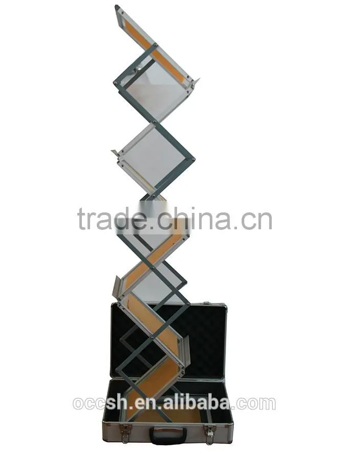 Acrylic Rack Aluminum Brochure Holder Aluminium Catalogue Display Stand with Case