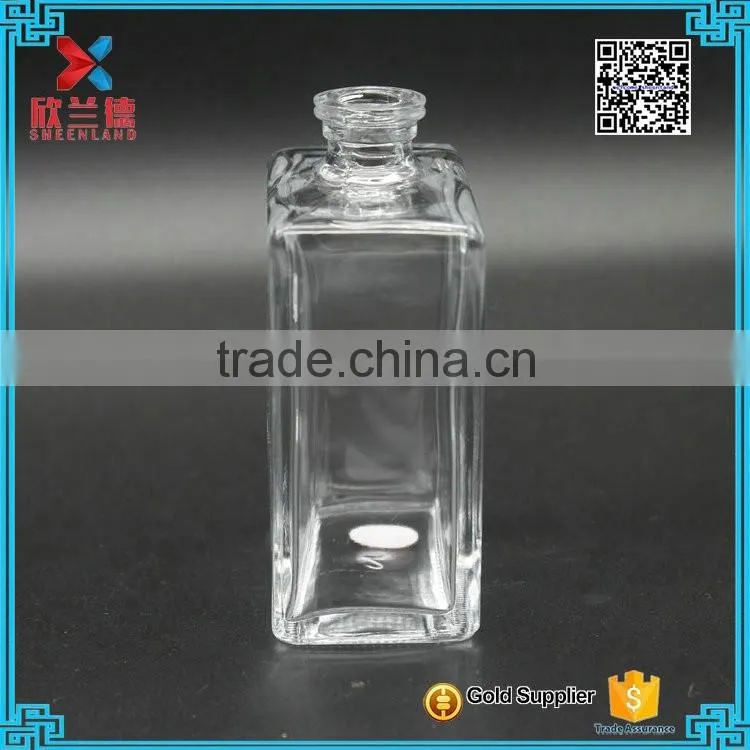 wholesale 100ml clear Empty rectangle perfume glass bottle with pump sprayer