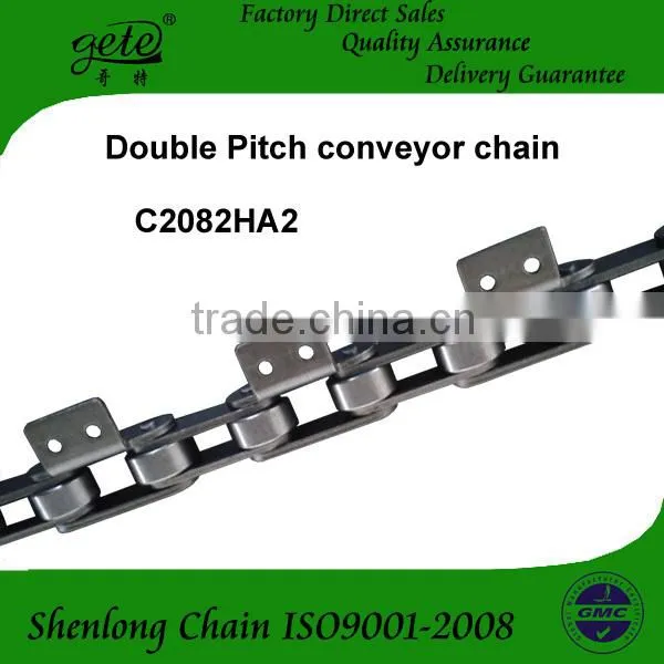 double pitch conveyor chain C2082H with K2 attachments one side