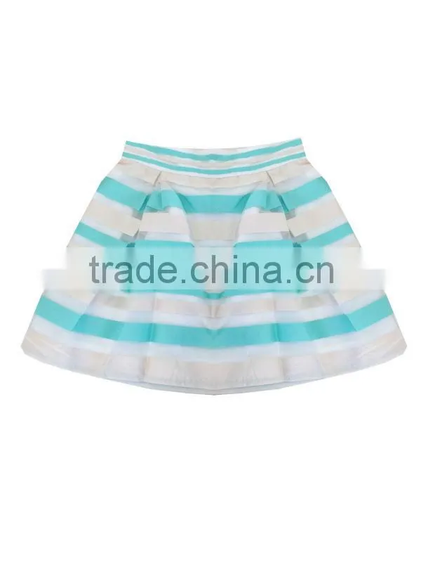 2015 New fashion small quantity wholesales striped yarns lady short skirt