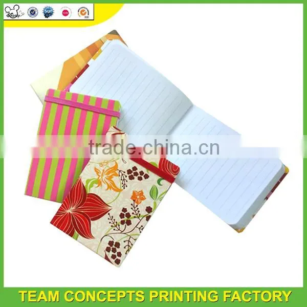 Pocket size colorful printing note pad with elastic band