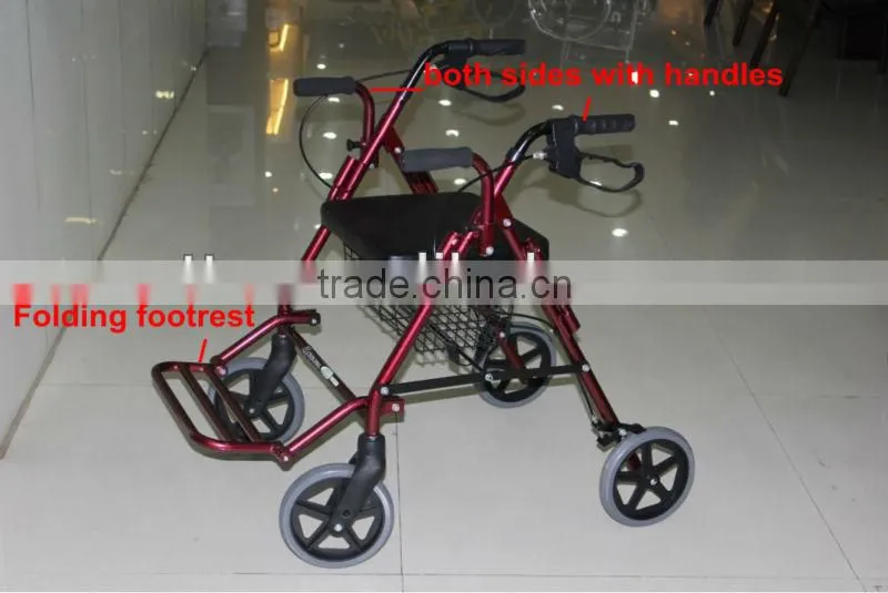 Aluminum folding disabled walker rollator