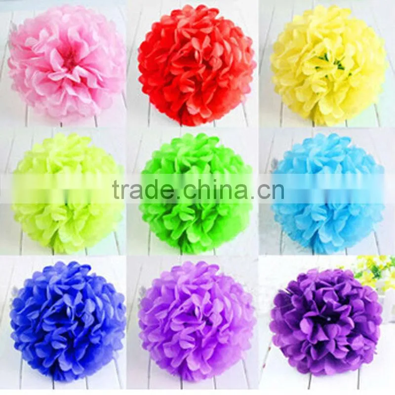 Tissue paper Pom Poms flower ball for indian wedding decoration pots