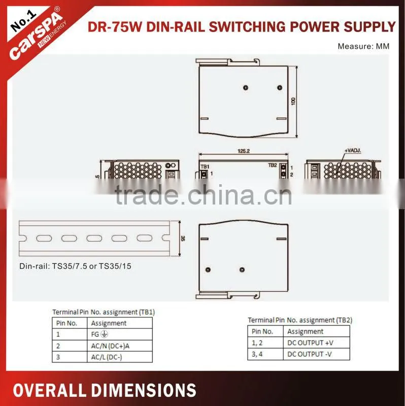 smps manufacturer DIN Rail power supply 24v 3.2a
