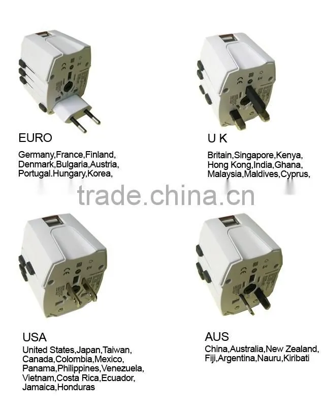 Universal Travel Adapter with USB Gobal Conversion Plug and Socket