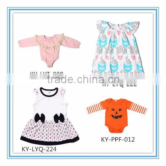 2016 new design boutique clothing for 0-24 monthsinfants 2 pieces white long sleeve top and ruffle skirt sets