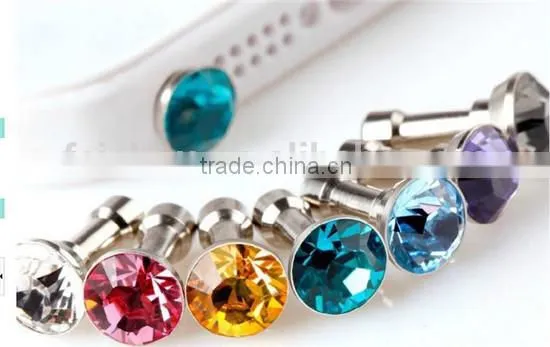 Luxurious Design diamond dust plug for 3.5mm earphone dust plug