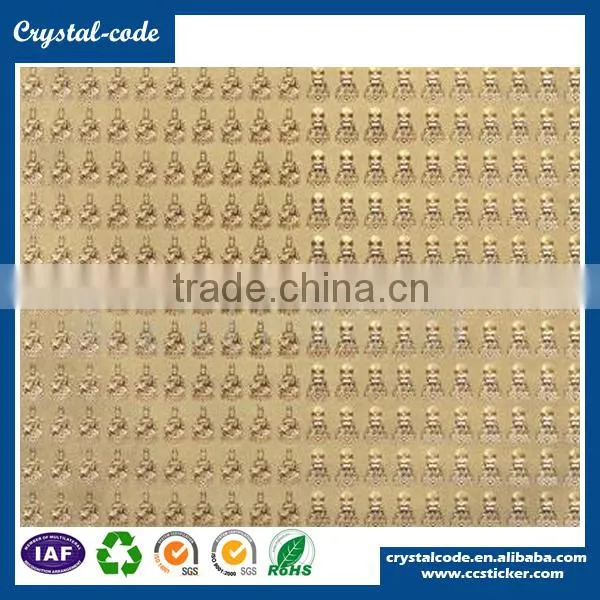 high-quality stamping laminated metal sticker self adhesive golden foil sticker