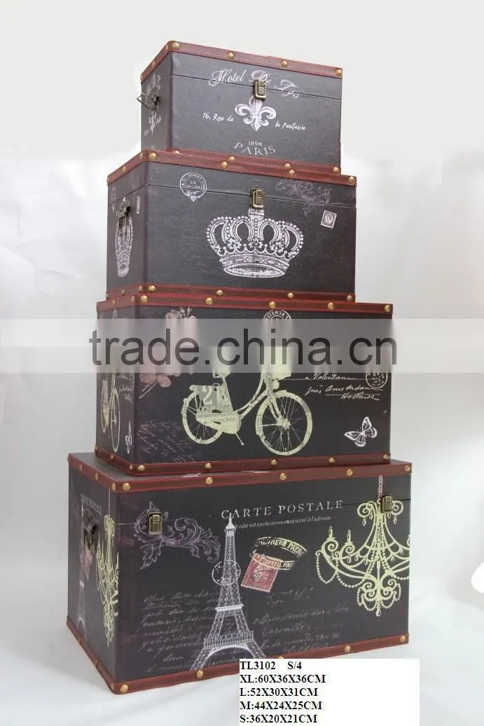 Vintage Decorative Wooden Storage Trunk Box