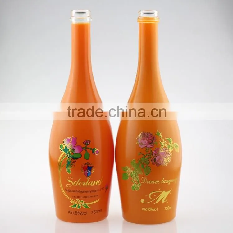 Be sought after champagne frosted bottles brand brandy bottles 600ml spary black bottle cork
