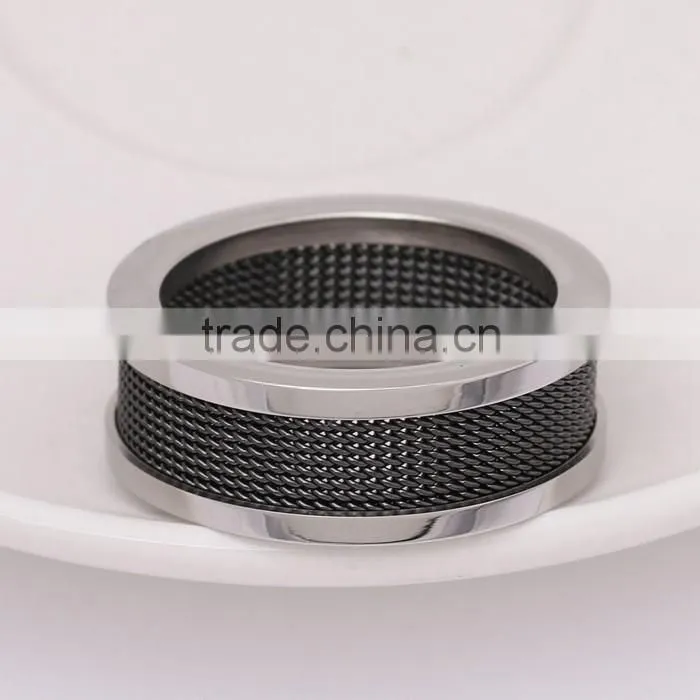 Best Selling Quality Black Stripe 316L Stainless Steel Fashion Finger Ring Designs