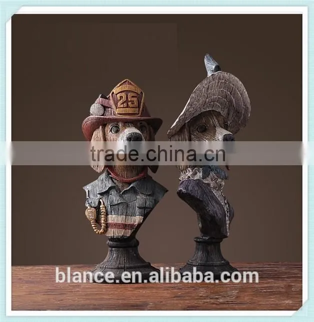 hand carving resin dog official dog lady and sir statues,resin dog statue