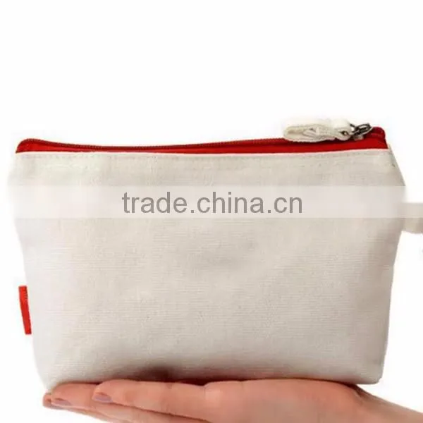 Fashion small plain canvas zipper bag