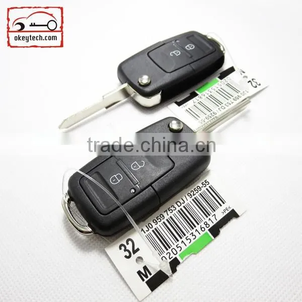 High Quatity Car Key for vw romote button key shell for 1J0 959 753 DJ vw flip remote key shell