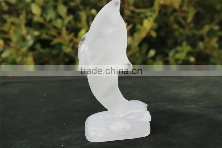 Wholesale Pretty Natural Clear Quartz Crystal Dolphin Adornment Carving