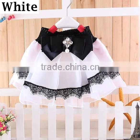 Baby Kids Children Girl's Wear Elastic Waist Bow Bead Decoration Short Pleated A-line Cute Sweet Skirt