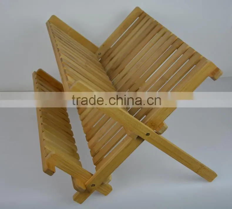 BH006/ Bamboo Compact Folding Dish Rack Holder for Palte and Mug