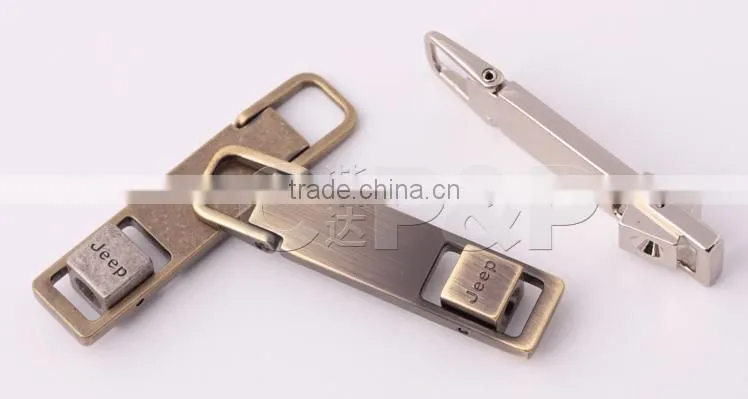 Brass color zinc alloy zipper pull tabs