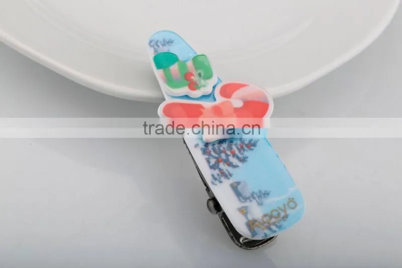 Christmas hair clip with snowman and glove ornament funny kids alligator hair clip