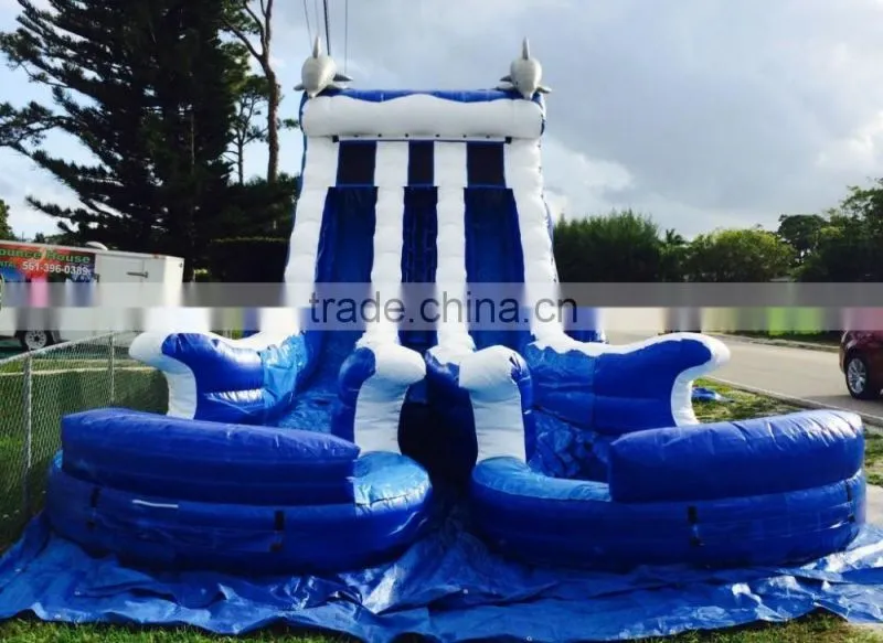 inflatable water slides with 2 pools and two slidings