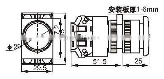 Mushroom head push button switch,NO+NC,KD37-11M