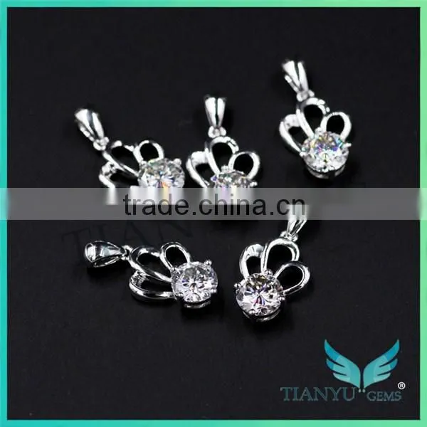 24K Gold 1 Carat White Round Billiant Cut Moissanite Diamond Pendants Charms for Necklaces