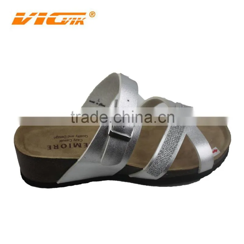 2015 Summer cork outsole platform lady leather sandal shoes