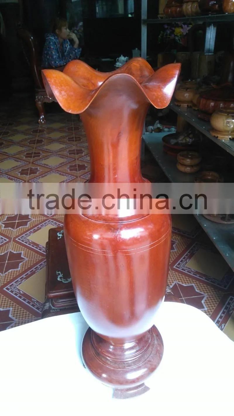 Cheap wooden vase for home decoration, Lotus flower vase