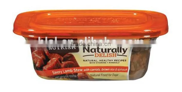 disposable cutom IML FDA plastic pet wet food storage tub