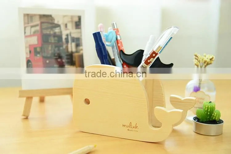 Creative cute animal wooden pencil holder