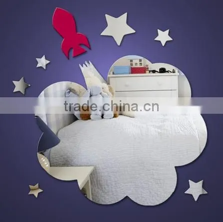 Stars Cloud and Rocket Mirror Sticker