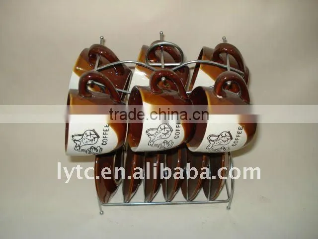 porcelain cup holder with iron rack