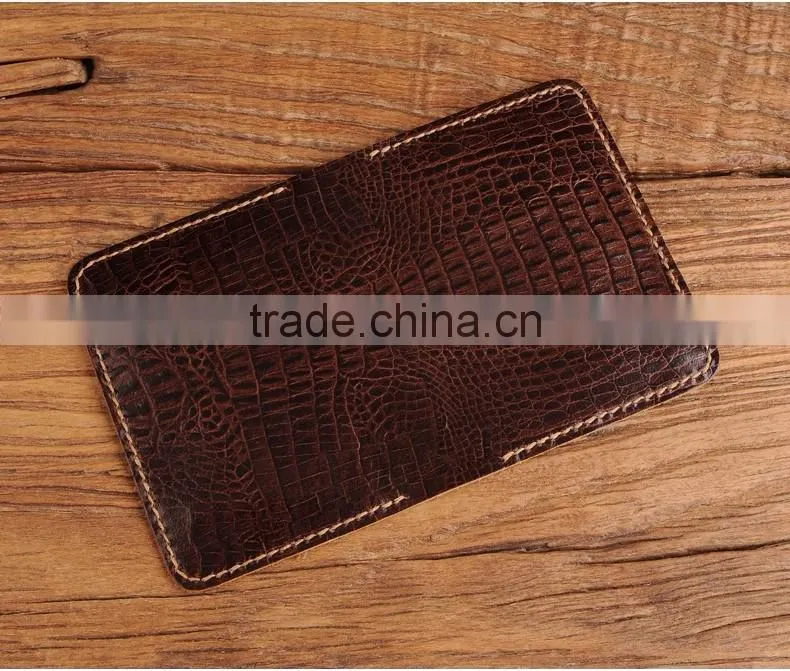 Bifold Cowhide Leather Men Credit Card Holder with multiple card slots
