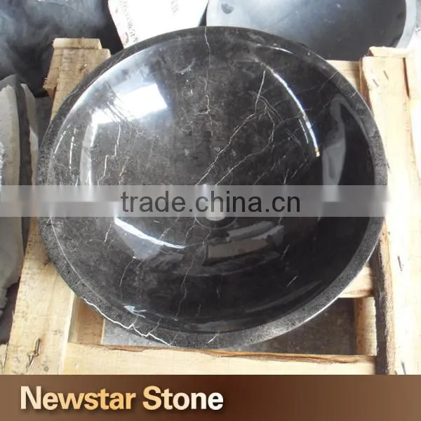 Made in China polised black marble kitchen corner sink