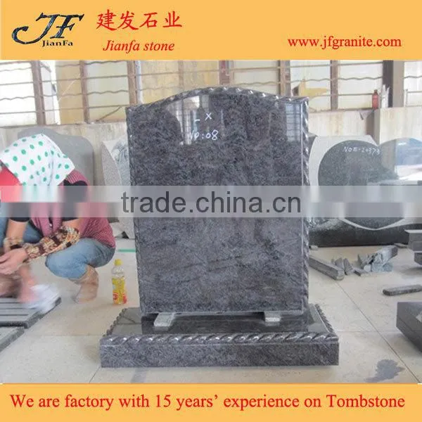 Antique Simple Design Bahama Blue Granite Headstone