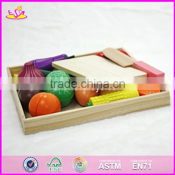 2017 New design children pretend play cutting wooden toy food W10B173
