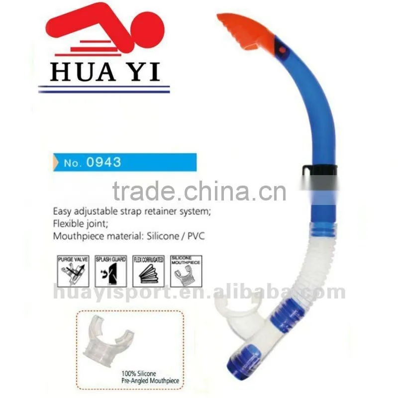 Professional fashion blue durable silicone snorkel and flipper sets
