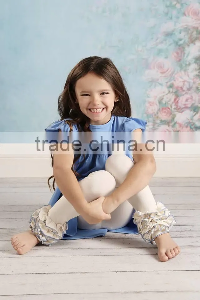 dress set of sleeveless Solid color dress with ruffle pant kids clothing