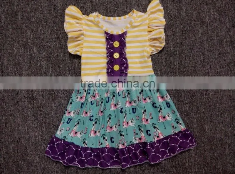 Manufacturer Children Baby-Girls Carousel Dress Custom Printing Party Dress