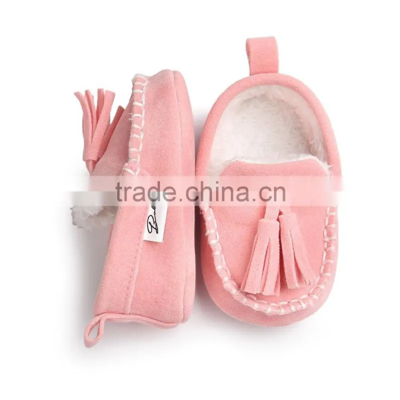 6 colors suede fabric, soft sole baby moccasins
