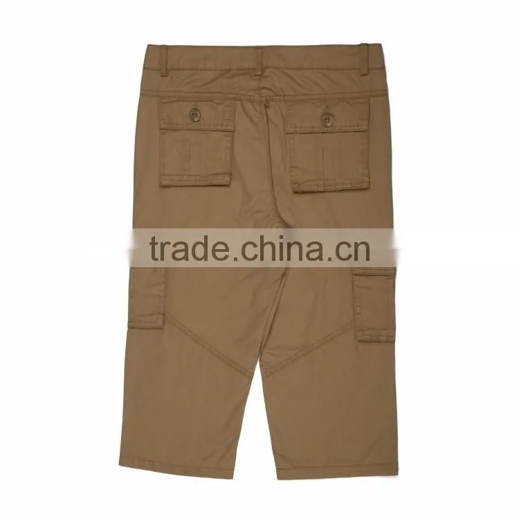 Wholesale latest design 100% cotton pocket square box cargo work pants european style fashion 3/4 men's short pants